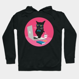 Work From Home Cat (Circle Design) Hoodie